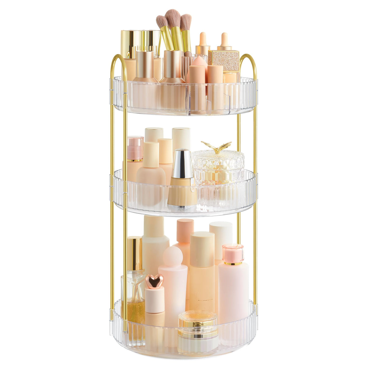 SONGMICS 3-Tier Makeup Organizer, Square, Customizable