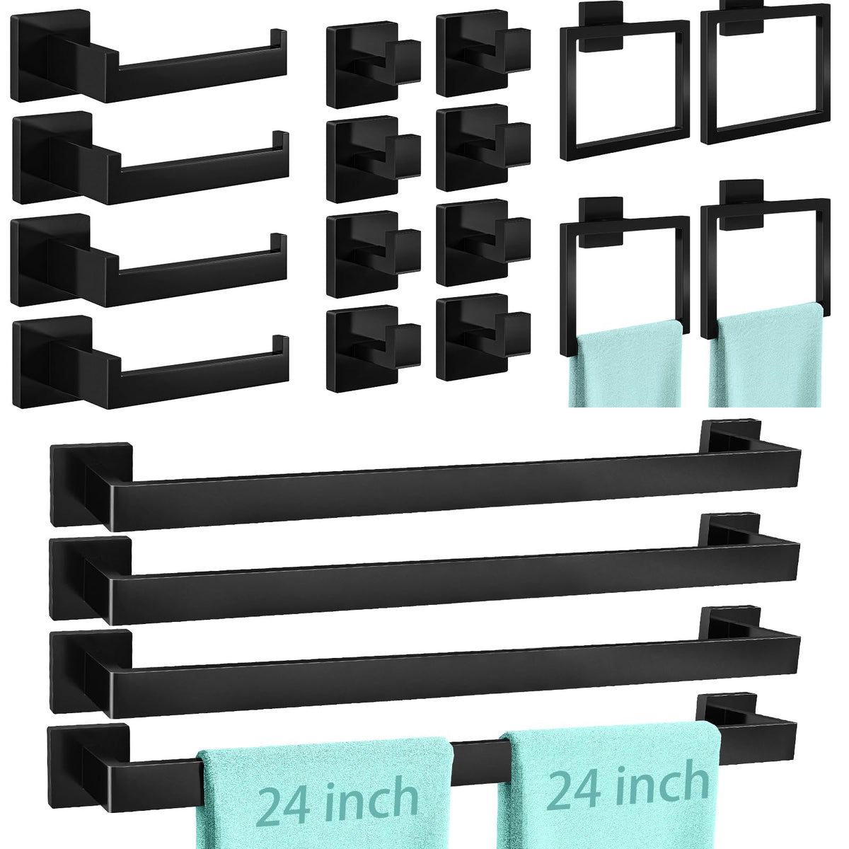 FEILERN 20-Piece Bathroom Hardware Set Brushed Nickel 24 Inch Towel Bar Set