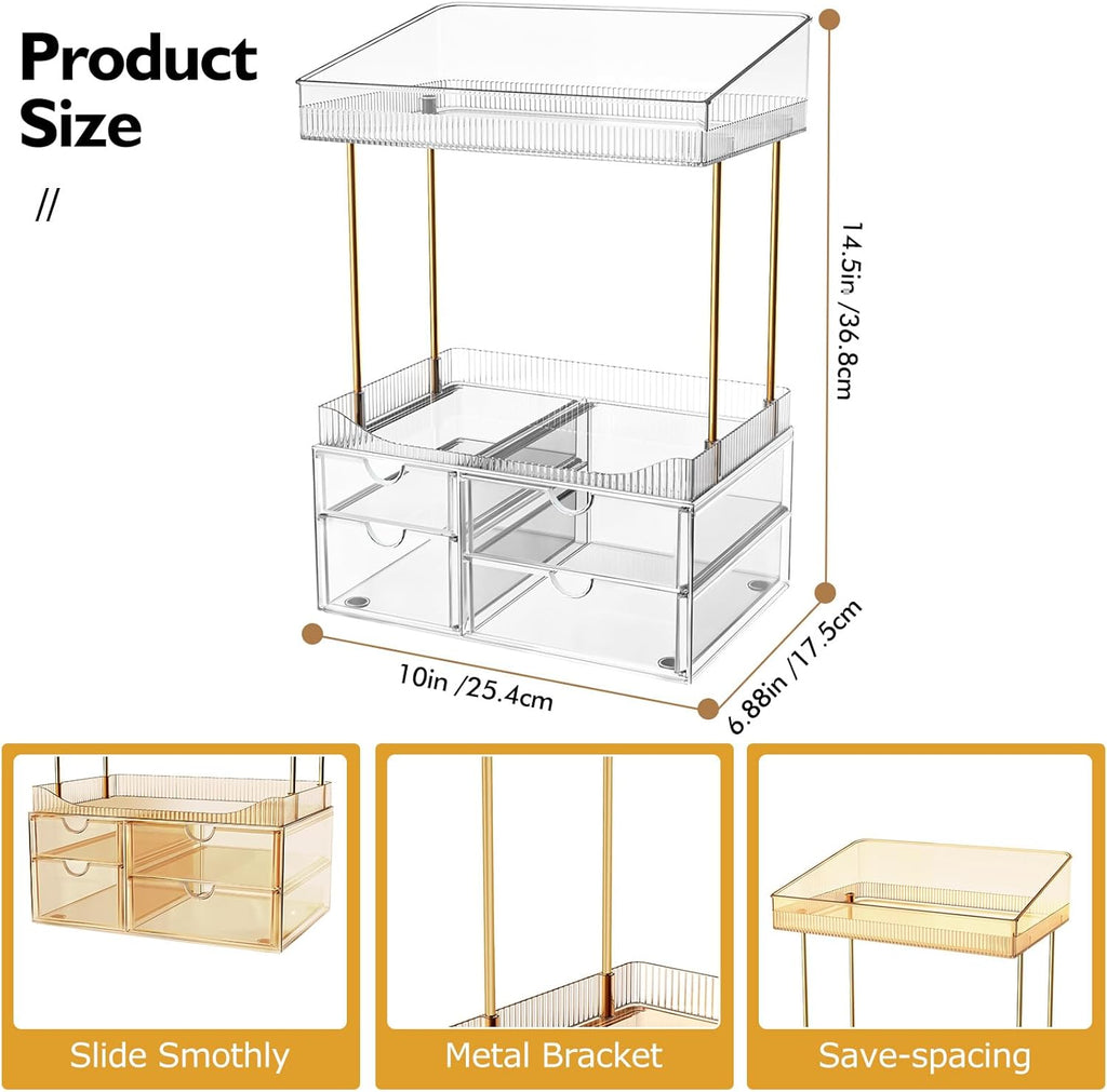 SNSLXH 4-Tier Clear Makeup Organizer Bathroom Storage