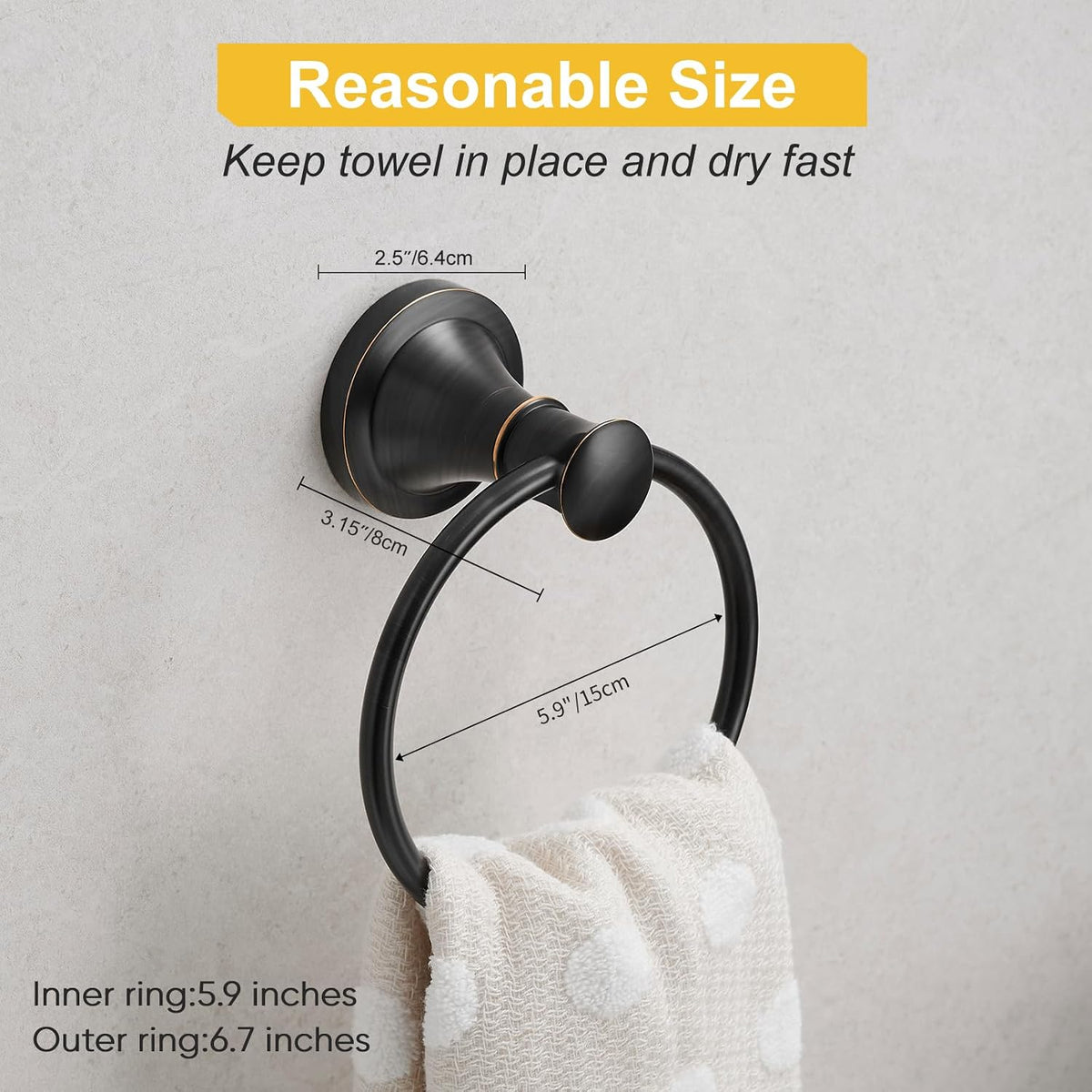 BESy Towel Ring, Bathroom Hand Towel Holder Wall Mounted Oil Rubbed Bronze