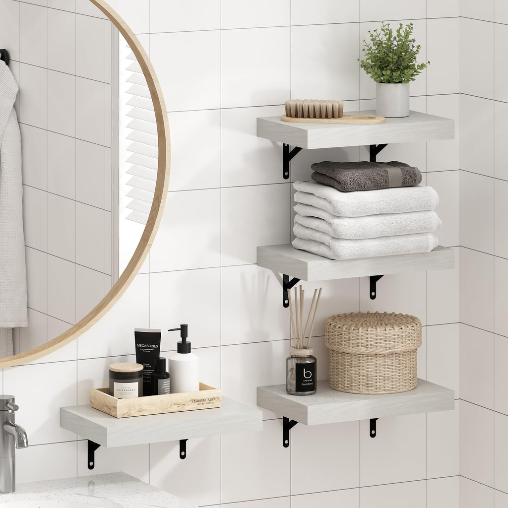 Furinno Tanna Floating Shelves for Wall Set of 2, 22-Inch Bathroom Wall Shelf, Wall Mounted Shelf, for Bathroom Organizers and Storage, Living Room, Natural