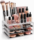 Brookstone Makeup Organizer Countertop, Cosmetic Display Case, Acrylic Makeup Storage for Vanity, Clear Make-up Organizer for Vanity, Accessories Holder with Drawers