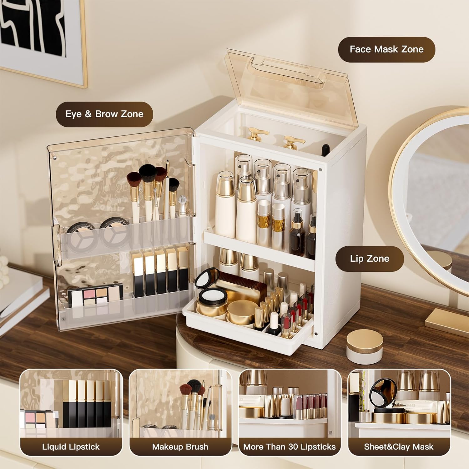 AERCI Makeup Organizer, Beige
