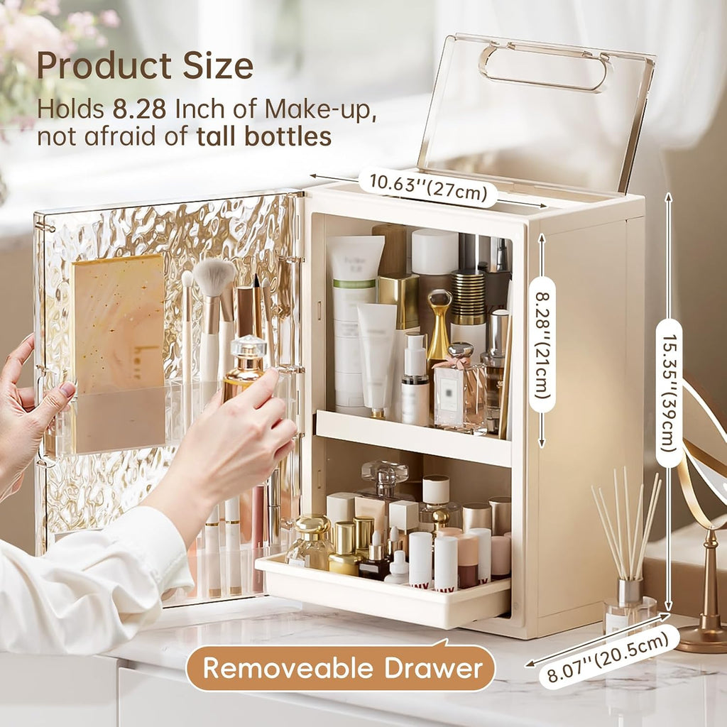 HAIXIN Makeup Organizer with Drawer & Brush Holder