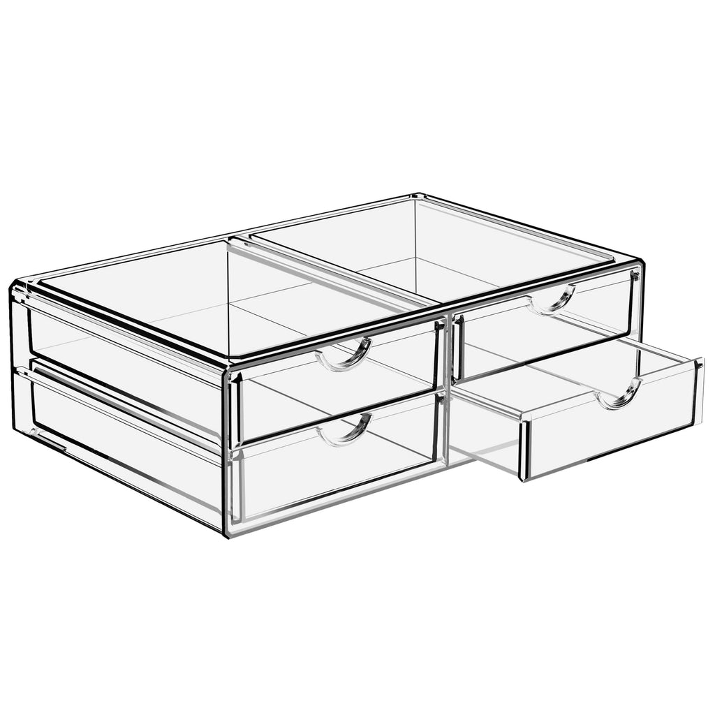 Sorbus Acrylic Drawers, Clear Makeup Organizer for Vanity (2 Wide Drawers)