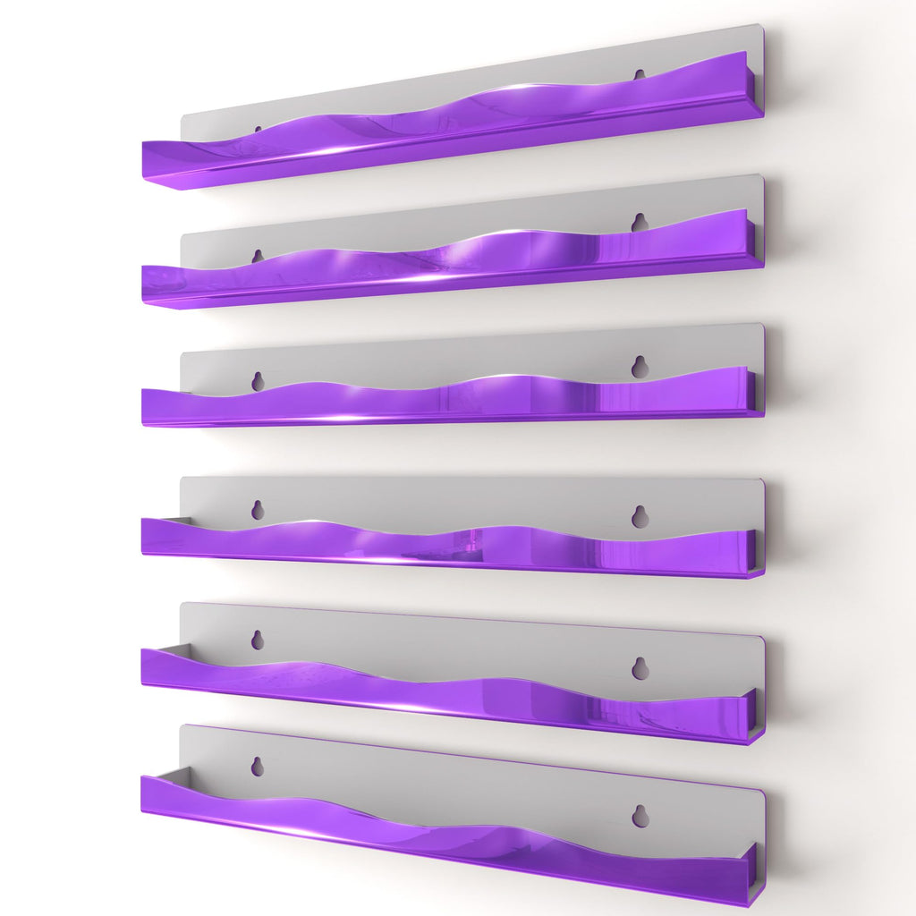 YMVV Wall-Mounted Nail Polish Organizer Rack - 15-Inch Gold Mirror Finish Nail Polish Shelf, Makeup & Beauty Essentials Storage - Multi-Purpose Display Holder for Small Space, Vanity Bathroom, 6 Pack