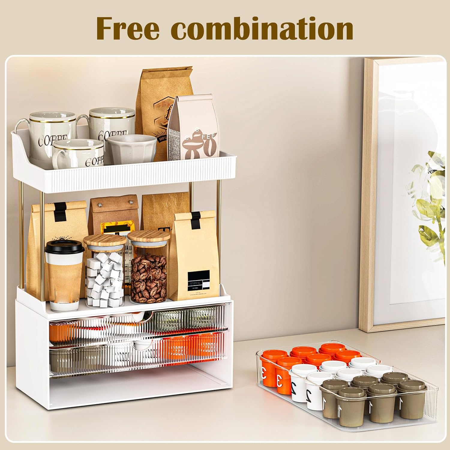 caktraie 3-Drawer 2-Tier Acrylic Makeup & Bathroom Vanity Organizer