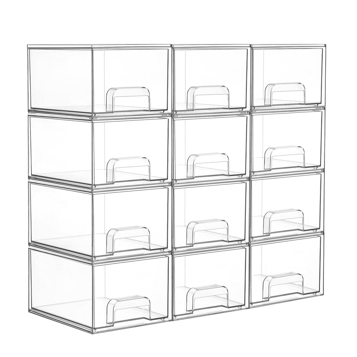 Vtopmart Clear Stackable Storage Drawers, 2 Pack Wide Plastic Organizers