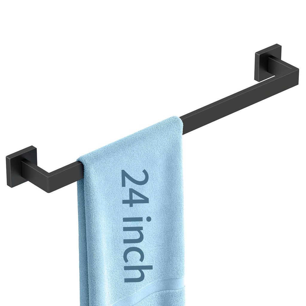 FLE Towel Bar, Black Wall Mount Towel Holder for Bathroom Kitchen,16 Inch