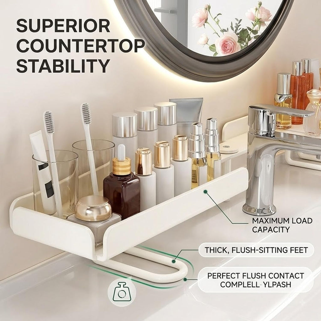 Foldable Over Sink Shelf Bathroom, Over-Faucet Shelf Organizer，Black 24in