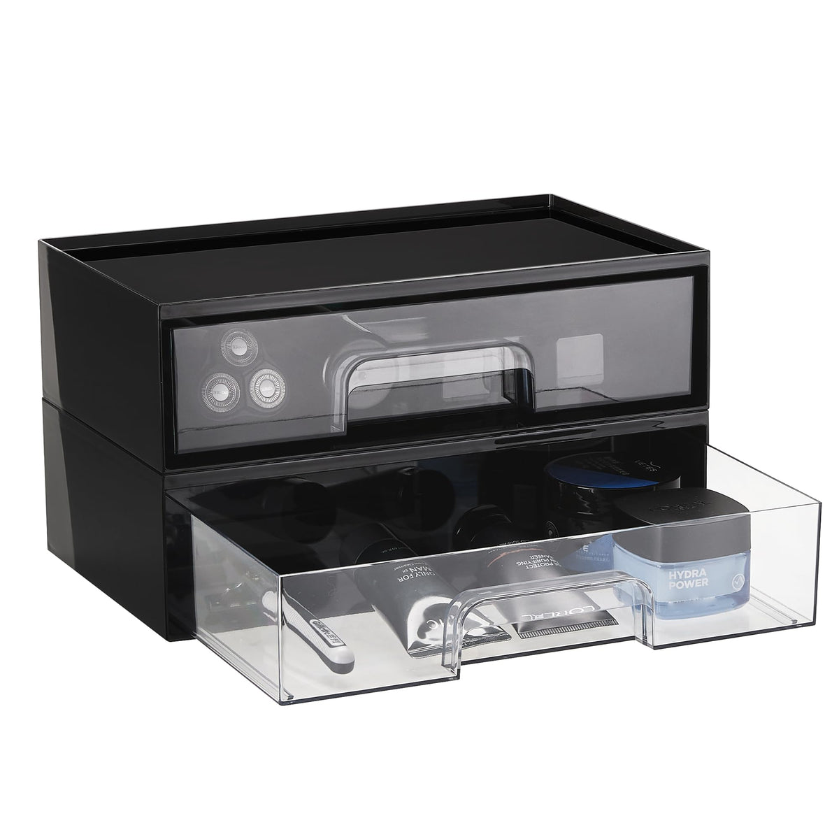 Vtopmart Clear Stackable Storage Drawers, 2 Pack Wide Plastic Organizers