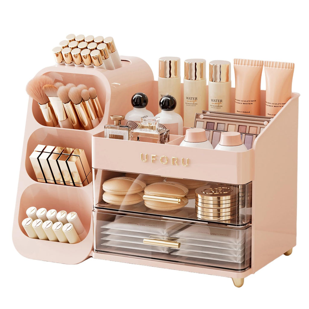 UFORU Makeup Organizer Countertop with Brush Holder for Vanity Bathroom