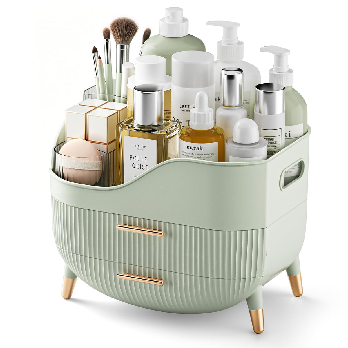 Pajiriona Makeup Organizer with Drawers,Skincare Organizer for Vanity,Storage Box with Handle,Large Cosmetic Display Case for Dresser, Bathroom Countertop