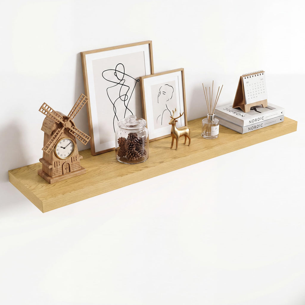 36in Floating Shelves for wall Set of 2, Black Wall Mounted Shelf 9.3in Deep for Wall Decor, Hanging Shelf 1.5in Thick for Living Room, Bedroom, Bathroom, Kitchen, Office