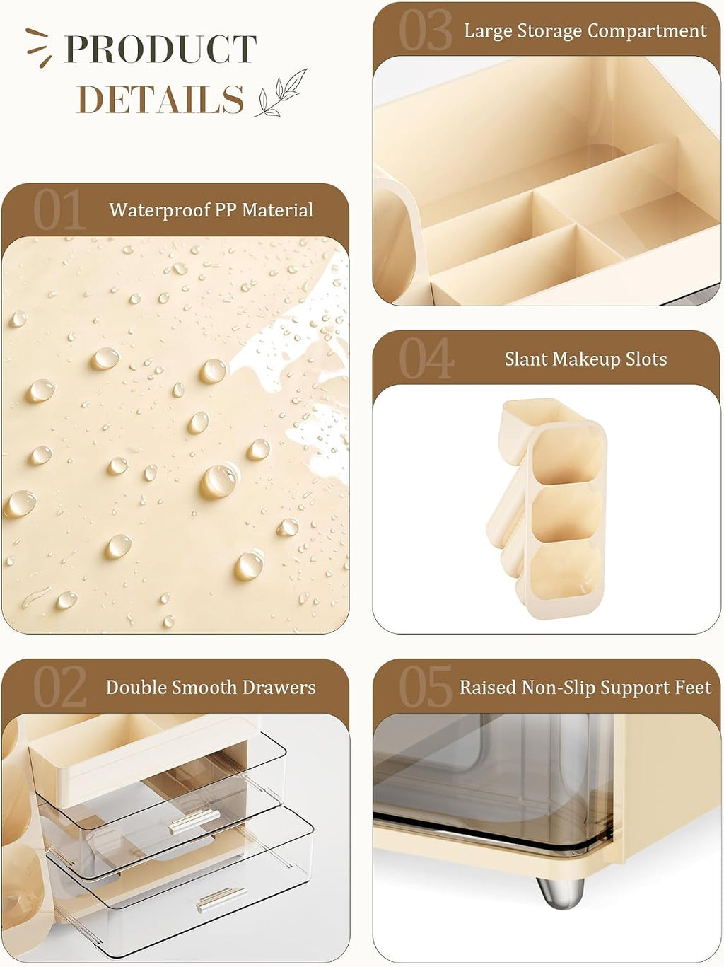 Large Makeup Organizer Countertop for Vanity Skincare Organizers Cream