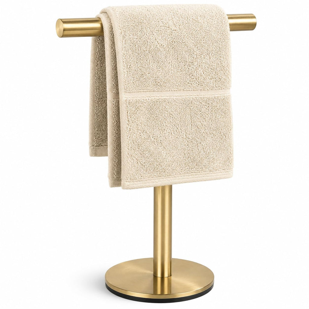 Bath Hand Towel Holder Standing, 13 Inch T-Shape Towel Bar Rack Stand, SUS304 Stainless Steel Brushed Finish,Tower Bar for Bathroom Kitchen Vanity Countertop