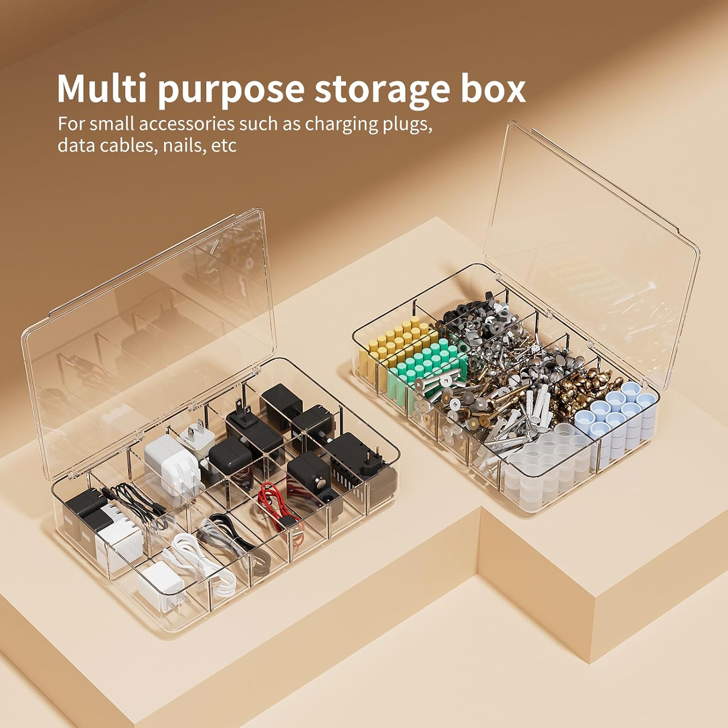 Clear Acrylic Makeup Organizer with Cover - 12 Compartments Cosmetic and Jewelry Organizer for Vanity and Desk Storage
