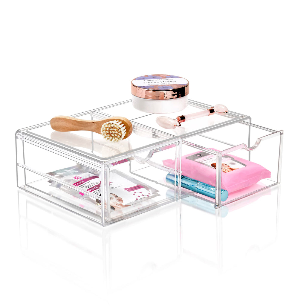 Sorbus Acrylic Drawers, Clear Makeup Organizer for Vanity (2 Wide Drawers)