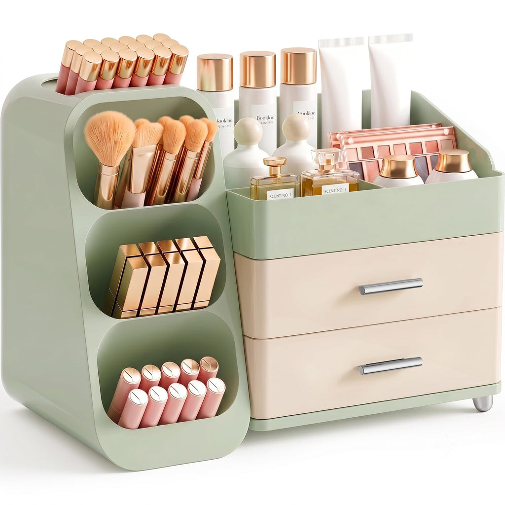 Booklov Large Makeup Organizer for Vanity Countertop, White