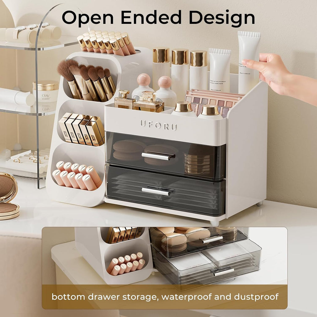 UFORU Makeup Organizer Countertop with Brush Holder for Vanity Bathroom