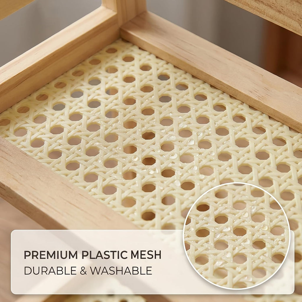 Rattan-Look Bathroom Counter Organizer, Countertop Shelf for Bathroom Decor