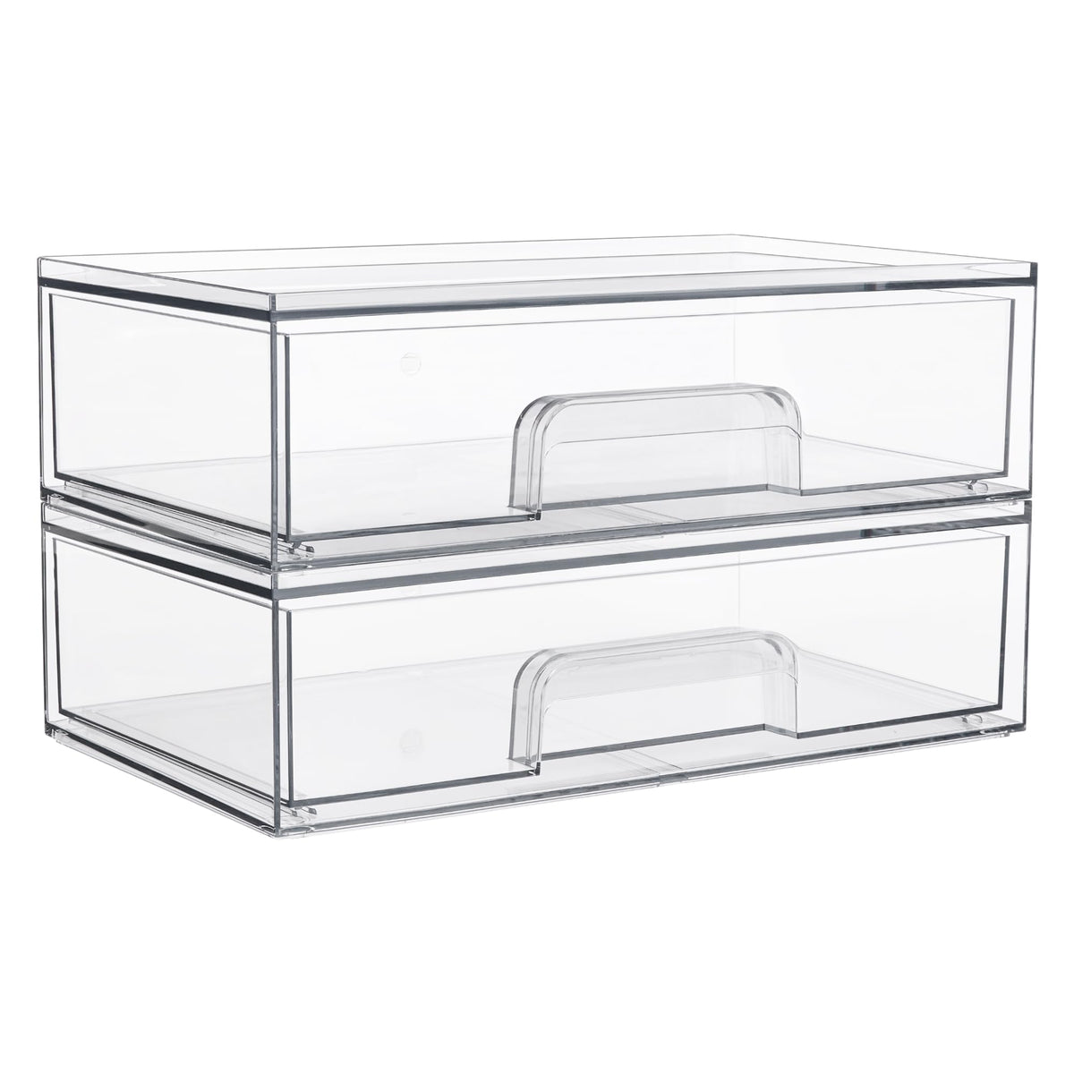 Vtopmart Clear Stackable Storage Drawers, 2 Pack Wide Plastic Organizers