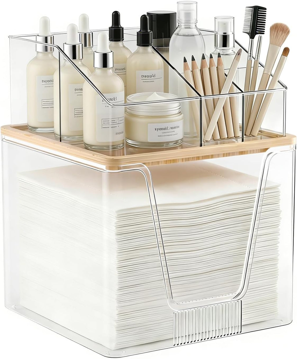SPOSPO 2 in 1 Disposable Facial Towel Holder and Cosmetic Organizer