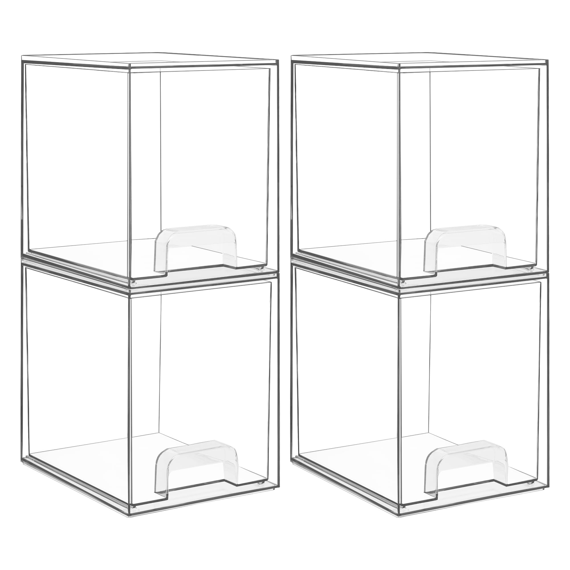 Vtopmart Clear Stackable Storage Drawers, 2 Pack Wide Plastic Organizers