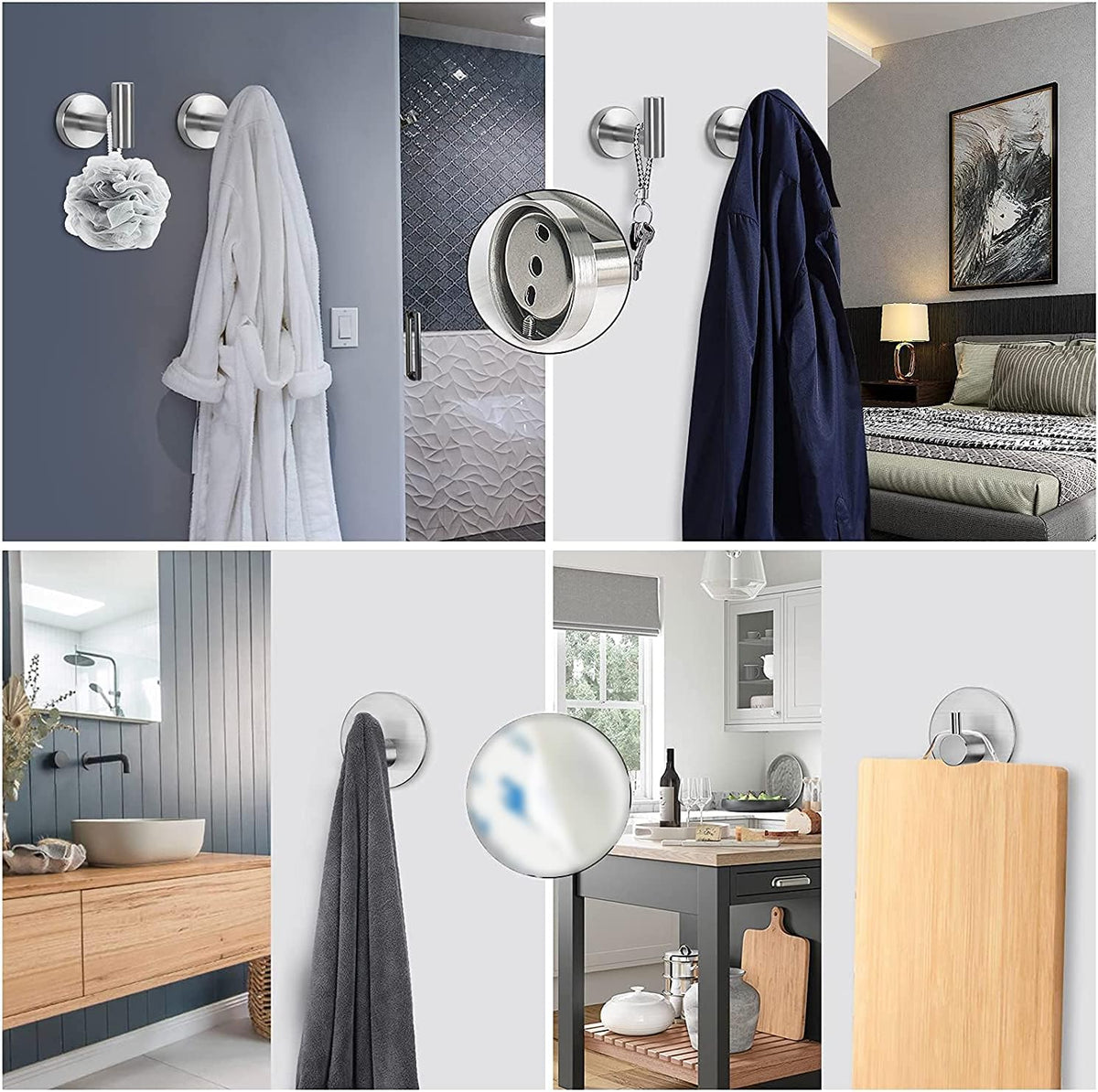 NearMoon Bathroom Hardware Set SUS 304 Thicken Stainless Steel-Towel Bar Set Include 16" Towel Rod, Toilet Paper Holder, Multifunctional Hooks Bathroom Accessories (Brushed Nickel, 5 Pcs)