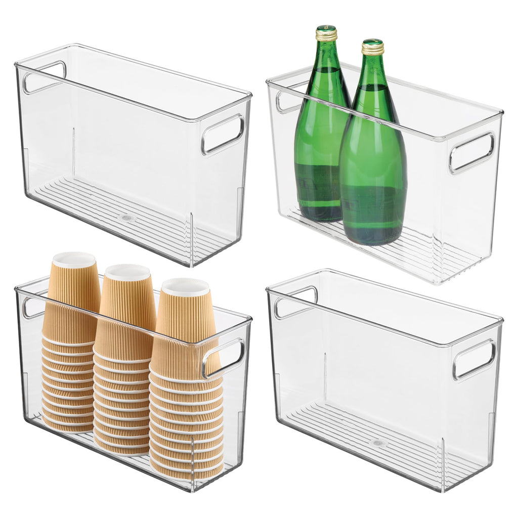 iDesign Slim Clear Plastic Bathroom Storage Bin, Tall Narrow