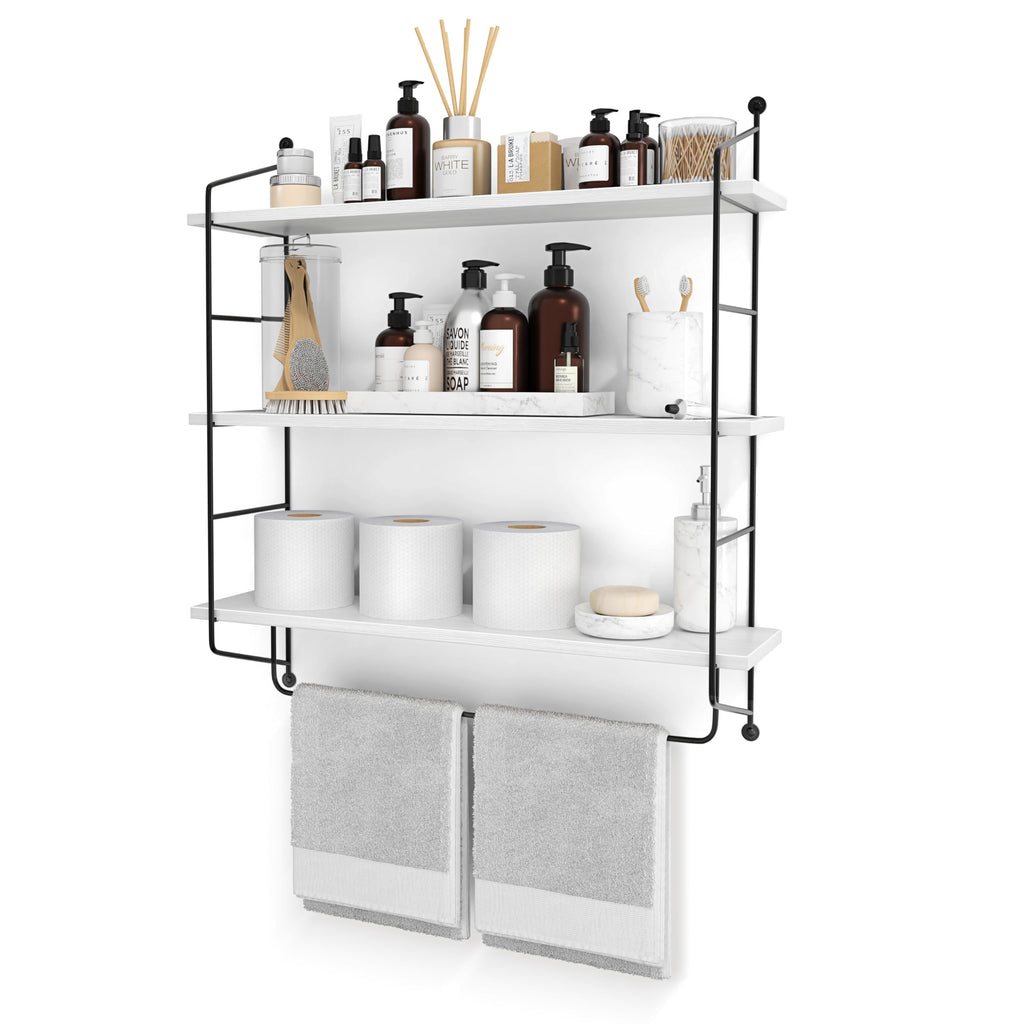 Sorbus 3-Tier Floating Shelves for Wall, Bathroom Storage & Decor (Brown)