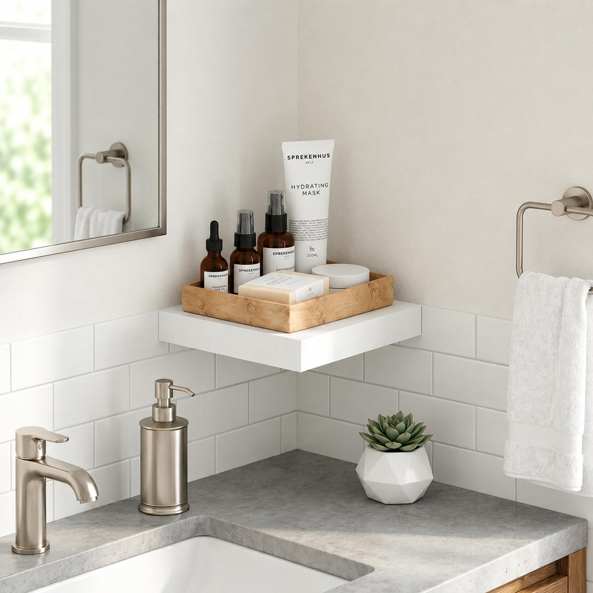 Furinno Tanna Floating Shelves for Wall, Bathroom Wall Shelf, Americano