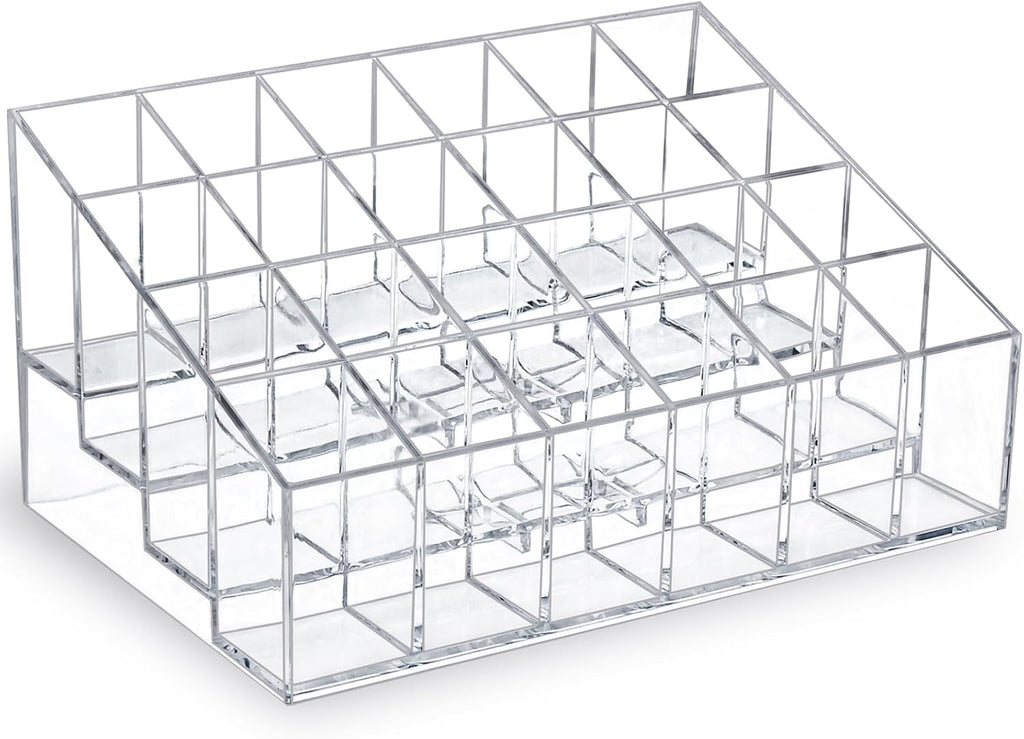 MOSIKER Lipstick Organizer, Clear Plastic Lip Gloss Holder with 24 Slots