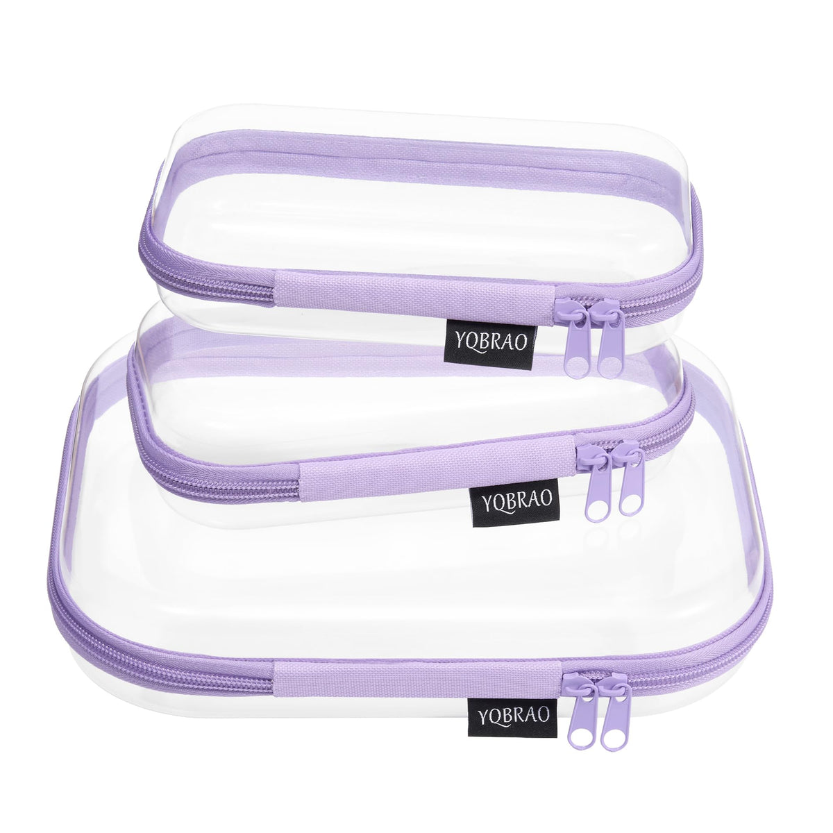 YQBRAO 3-Piece Clear Hard Shell Zipper Case Set, 1L 1M 1S, Pink