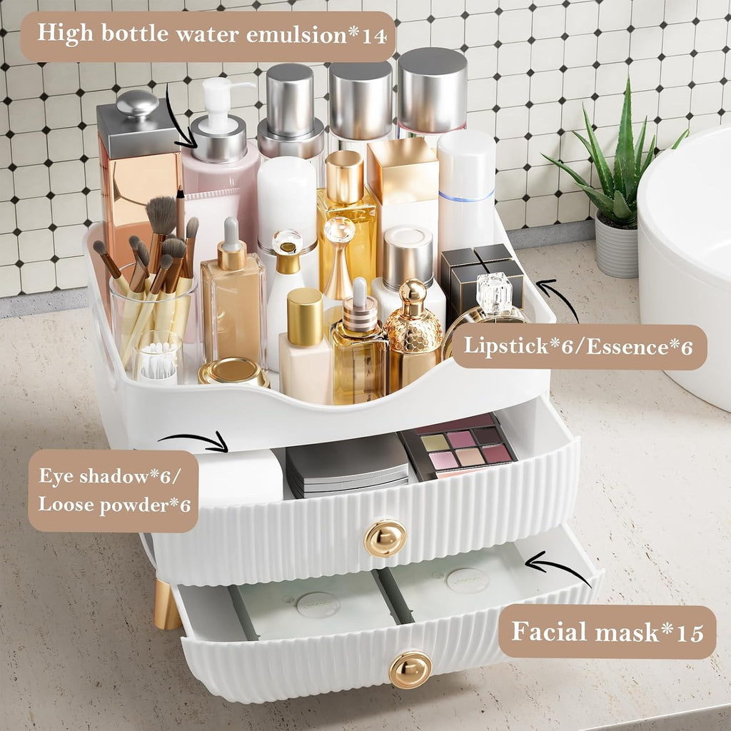 Makeup Organizer Countertop, Large Capacity Skincare Organizer for Vanity