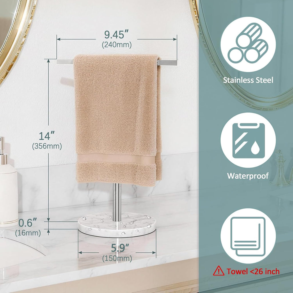 Gypie Hand Towel Holder Stand Countertop T-Shape, Brushed Nickel
