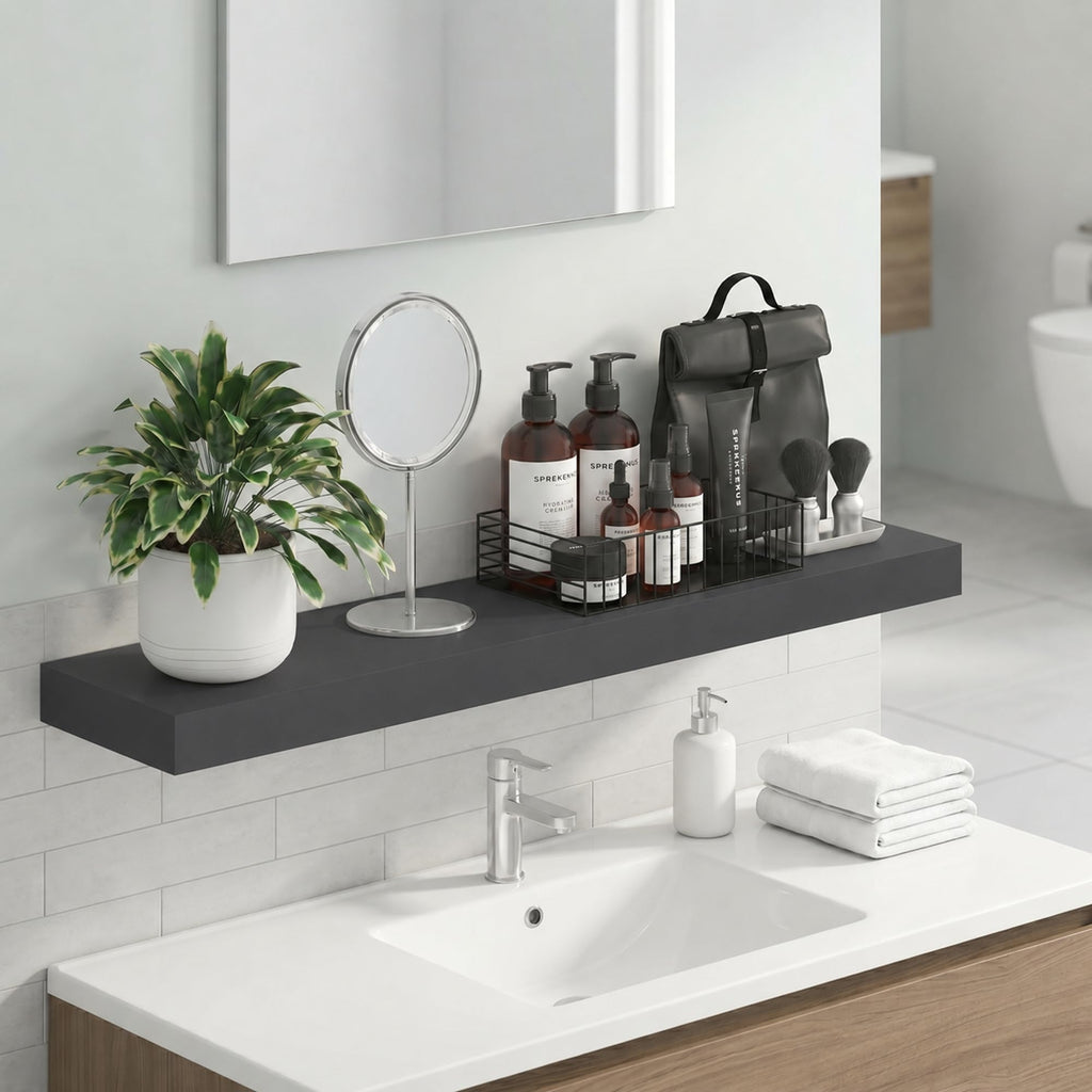 Furinno Tanna Floating Shelves for Wall, Bathroom Wall Shelf, Americano