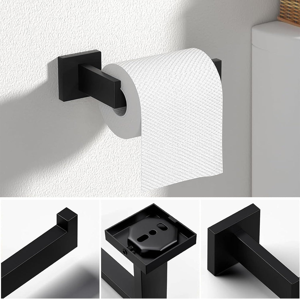 JOPOFI 5 Piece Towel Bar Set - 23.6Inch Bathroom Towel Holder - Matte Black