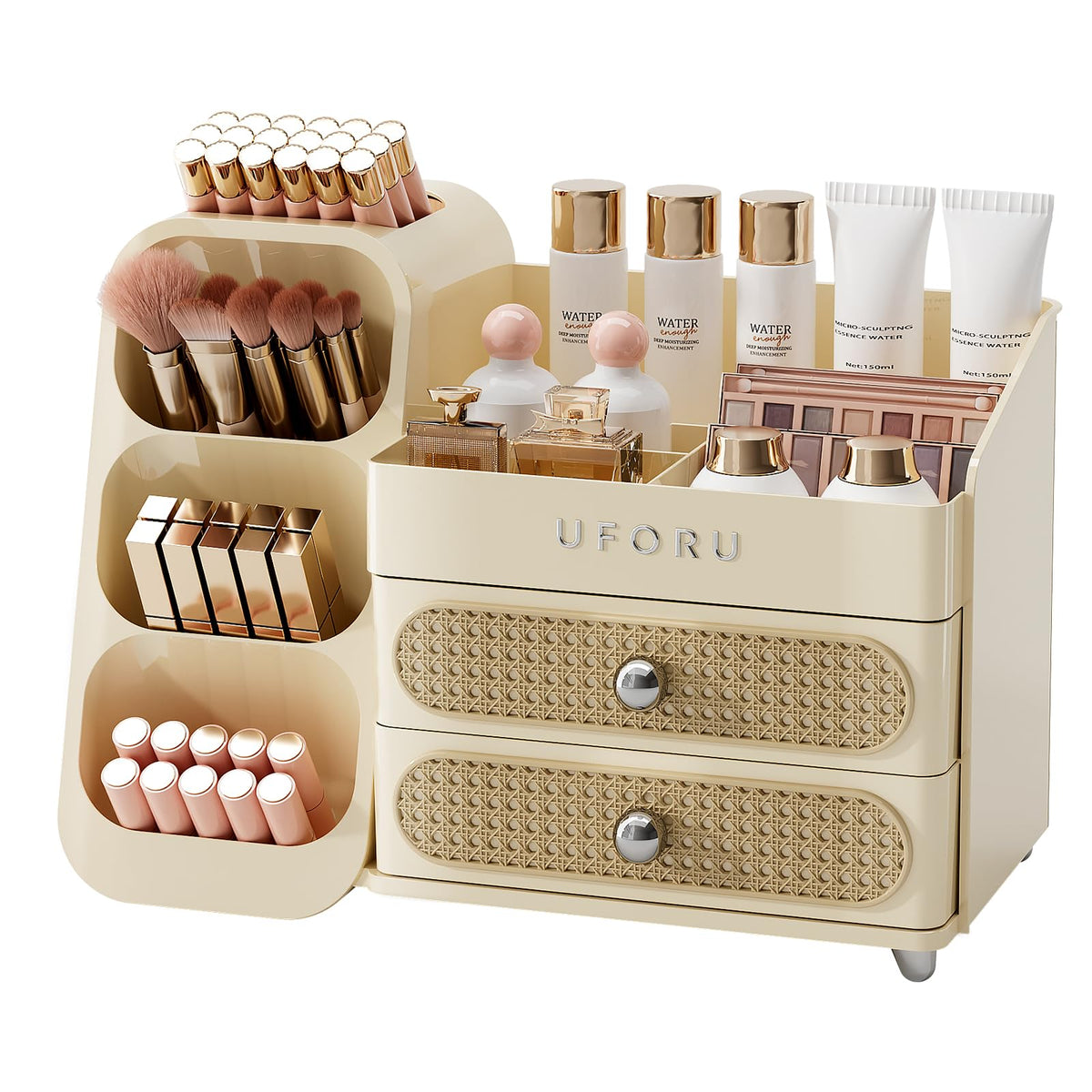 UFORU Makeup Organizer Countertop with Brush Holder for Vanity Bathroom
