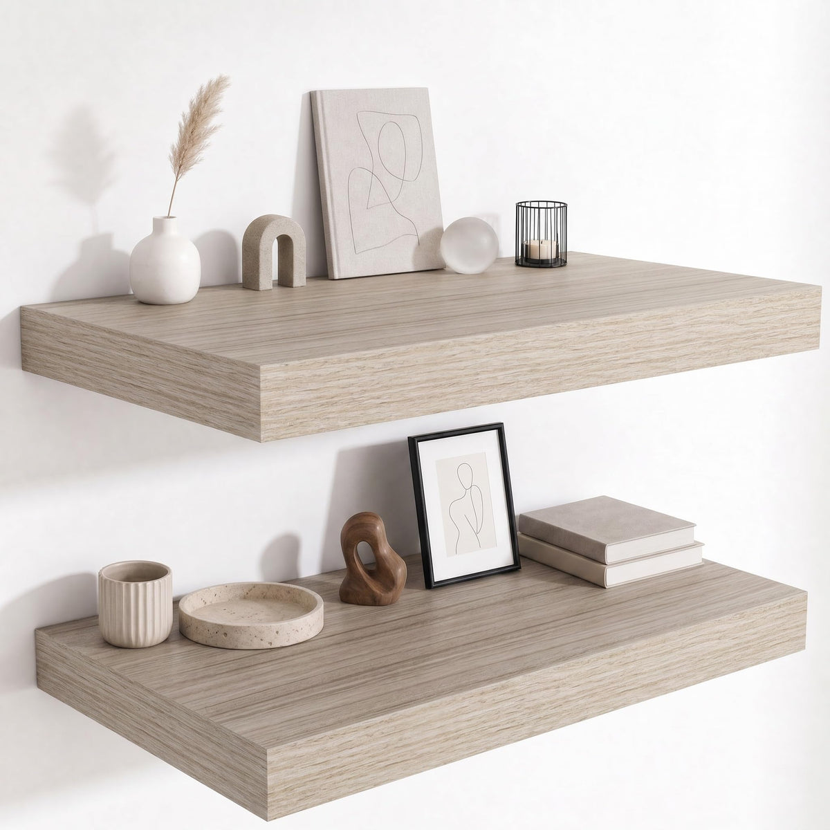 Deep Floating Shelves for Wall, 12 Inch Wide Small Wall Shelves Set of 2, 2 Inch Thick Invisible Wall Mounted Shelves for Bathroom Bedroom Nursery,Walnut Color