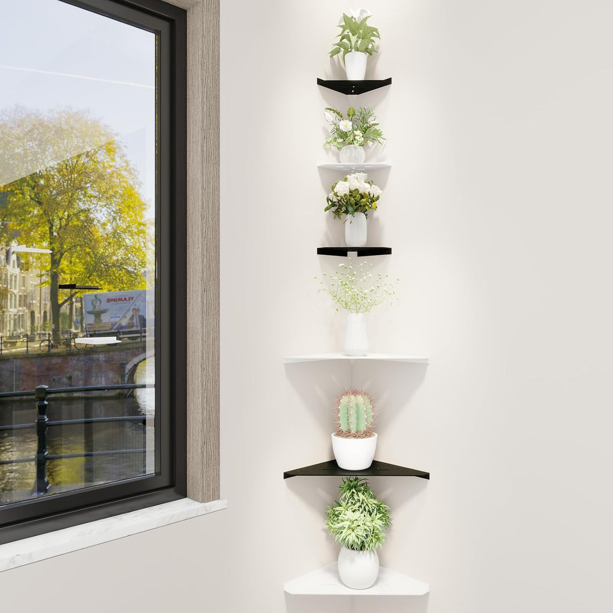 Corner Shelf, 3.0mm Aluminum Alloy Corner Shelf Wall Mounted, for Bathrooms,Offices, Bedrooms,Kitchens,Dorm Rooms and Living Rooms(11 inch Triangles White)