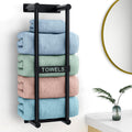 STWWO Towel Racks for Bathroom, Bathroom Towel Storage Wall Mounted 30 inch with Shelf Can Holds 6 Large Towels, Wall Towel Rack for Rolled Towels, Black