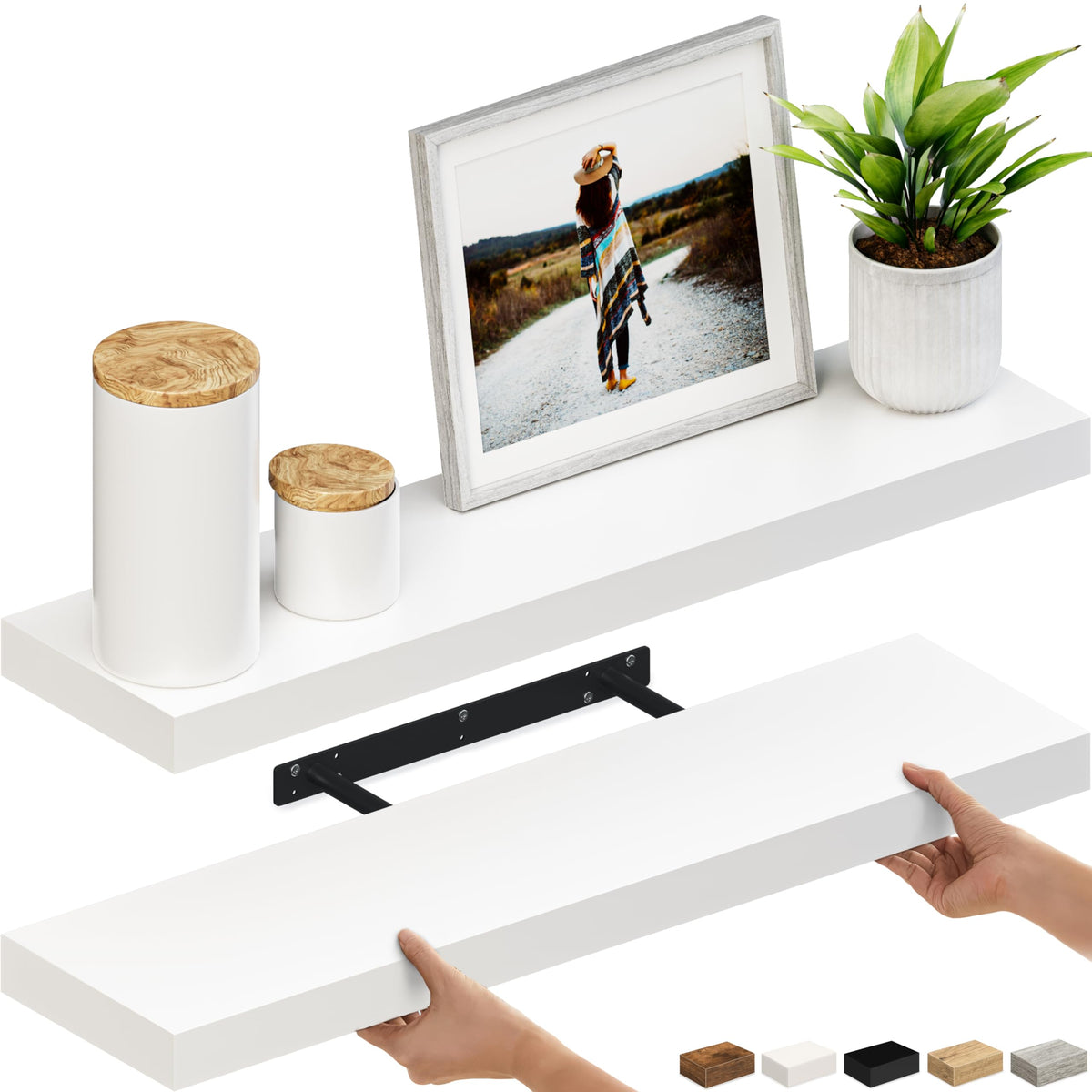 Ballucci Floating Shelf, 36" Hanging Shelf with Invisible Brackets, Wooden Floating Shelves for Walls, Book Shelf, Wall Shelves for Home Office, Bathroom, Living Room, 6 inch Deep, Gray