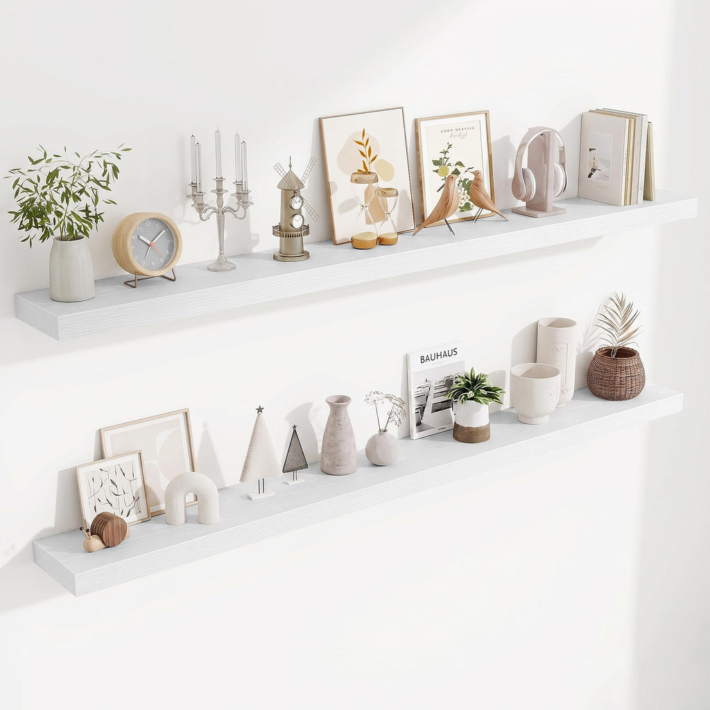Fun Memories Floating Shelves Bathroom for Wall Mounted Shelves, 20 Inch Wood Shelf Set of 2, Home Storage & Display Decor, Walnut