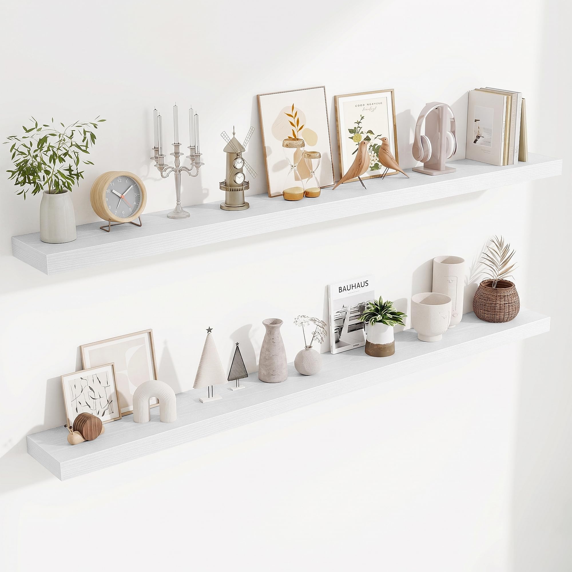 Fun Memories Floating Shelves Bathroom for Wall Mounted Shelves, 20 Inch Wood Shelf Set of 2, Home Storage & Display Decor, Walnut