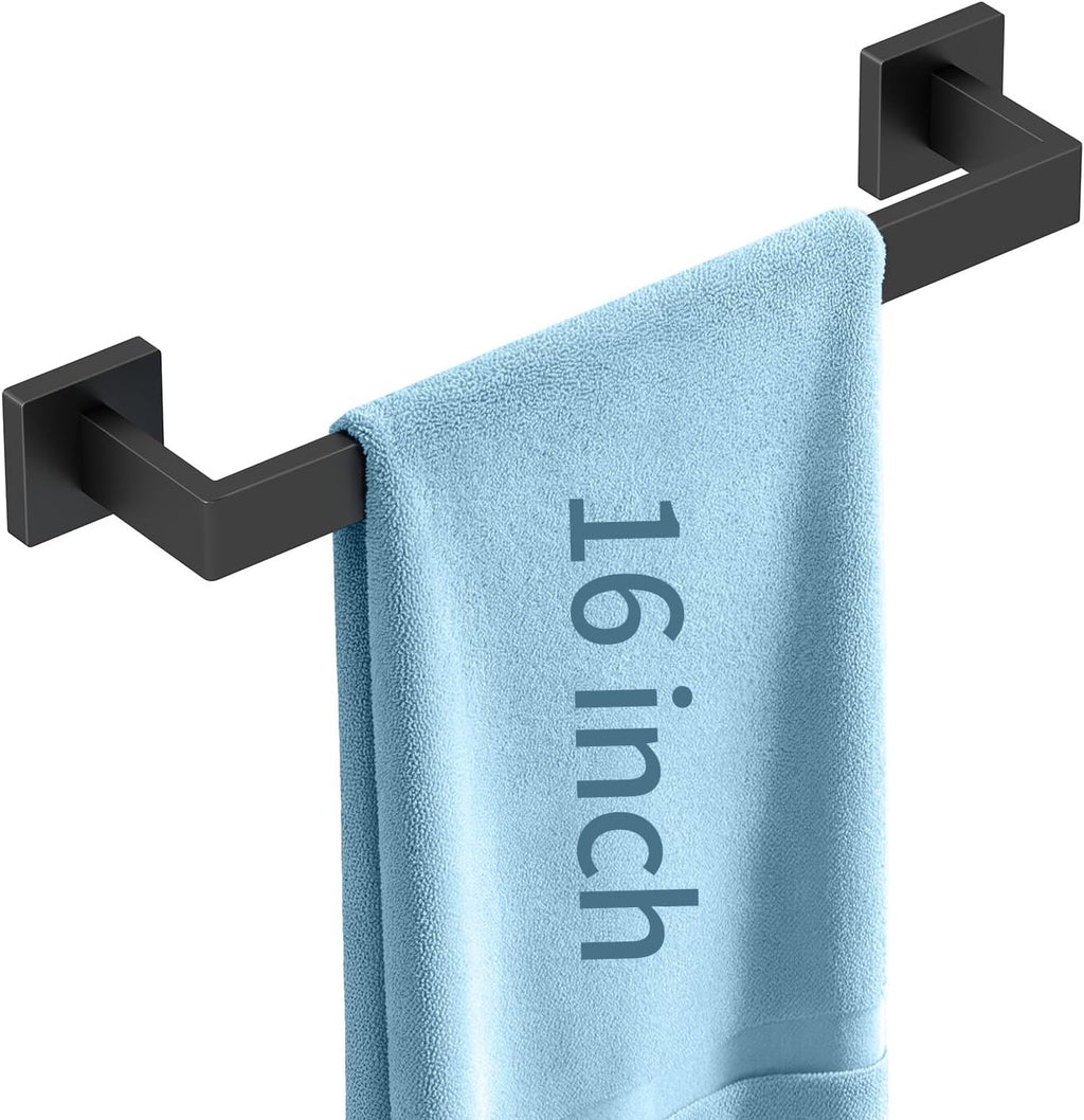 FLE Towel Bar, Black Wall Mount Towel Holder for Bathroom Kitchen,16 Inch