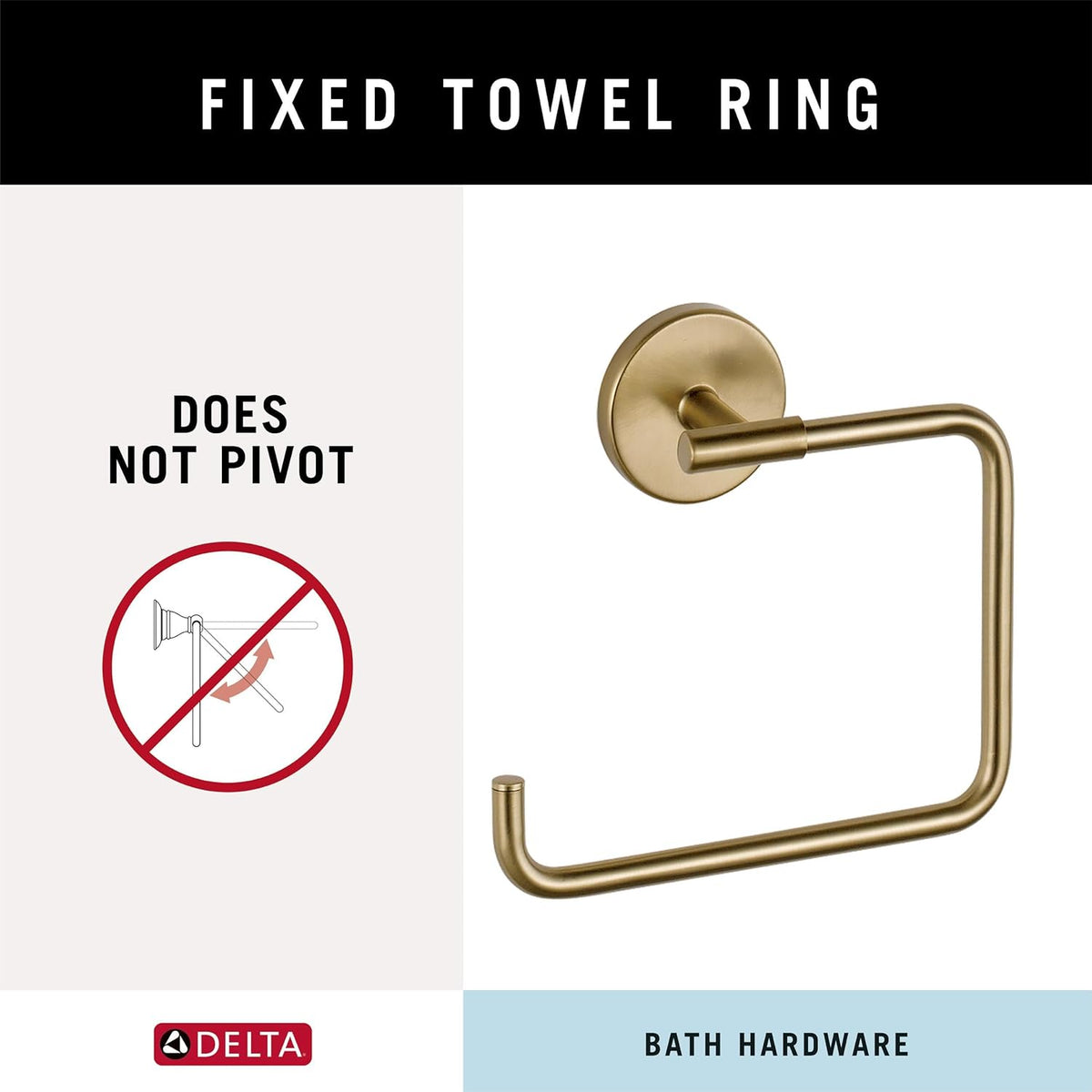Delta Hand Towel Holder | Square Champagne Bronze Ring for Hanging Towels in Kitchen, Bathroom | Trinsic Accessories