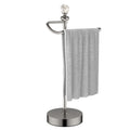 ROLABAM Heavy Weighted Hand Towel Holder (with Crystal Ball) Standing Hand Towel Holder Total Height 16.54'' for Kitchen, Bathroom, Vanity, Classic Decorative Metal Hand Towel Stand, Polished Chrome
