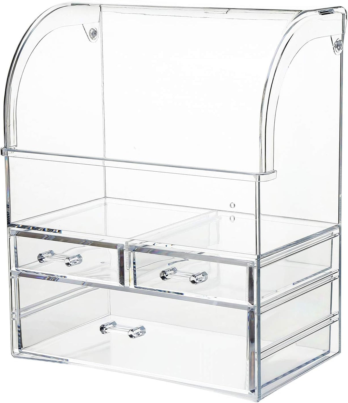 MOOCHI Clear Professional Large Cosmetic Makeup Organizer Bathroom Storage Display Case with Drawers