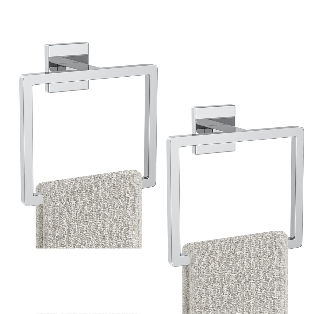 2-Piece Polished Chrome Towel Ring,Hand Towel Holder,Modern Towel Holder Stainless Steel Towel Rack Wall-Mounted Bathroom Towel Hanger